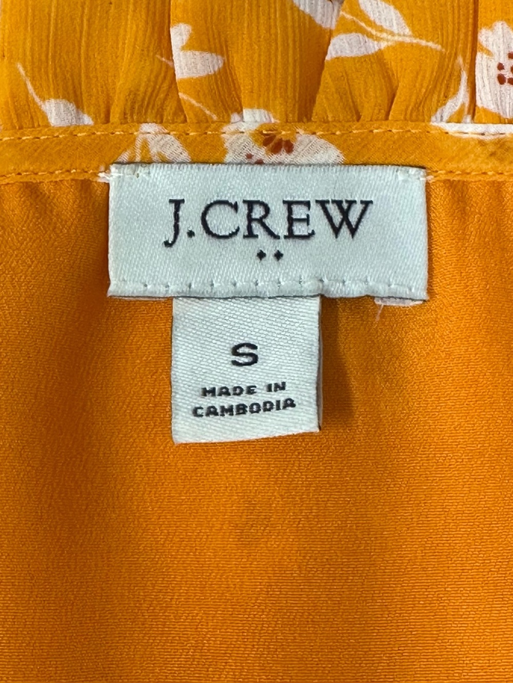 J. Crew Vibrant Orange Blouse White Floral Design Chiffon Top Shirt Women’s S - Picture 7 of 8